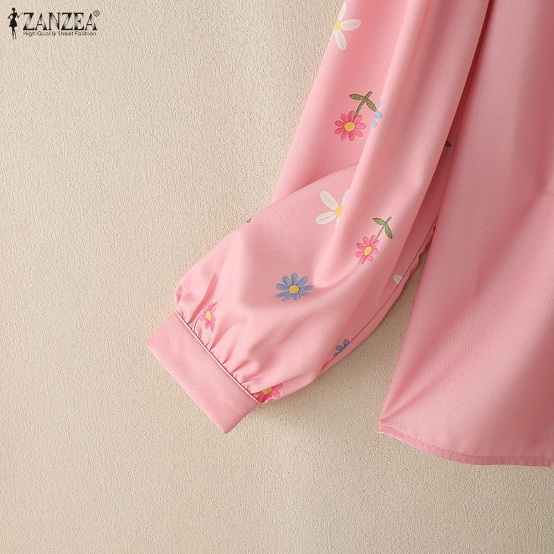 ZANZEA Women Round Neck Floral Print Long Sleeve Casual Blouse