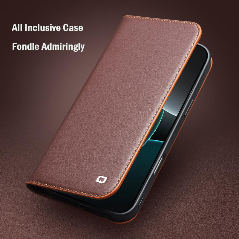 Case for IPhone 17 Pro Genuine Leather Flip Bracket Handmade Business Cover with Card Slots for IPhone 17 Pro Max/17Air