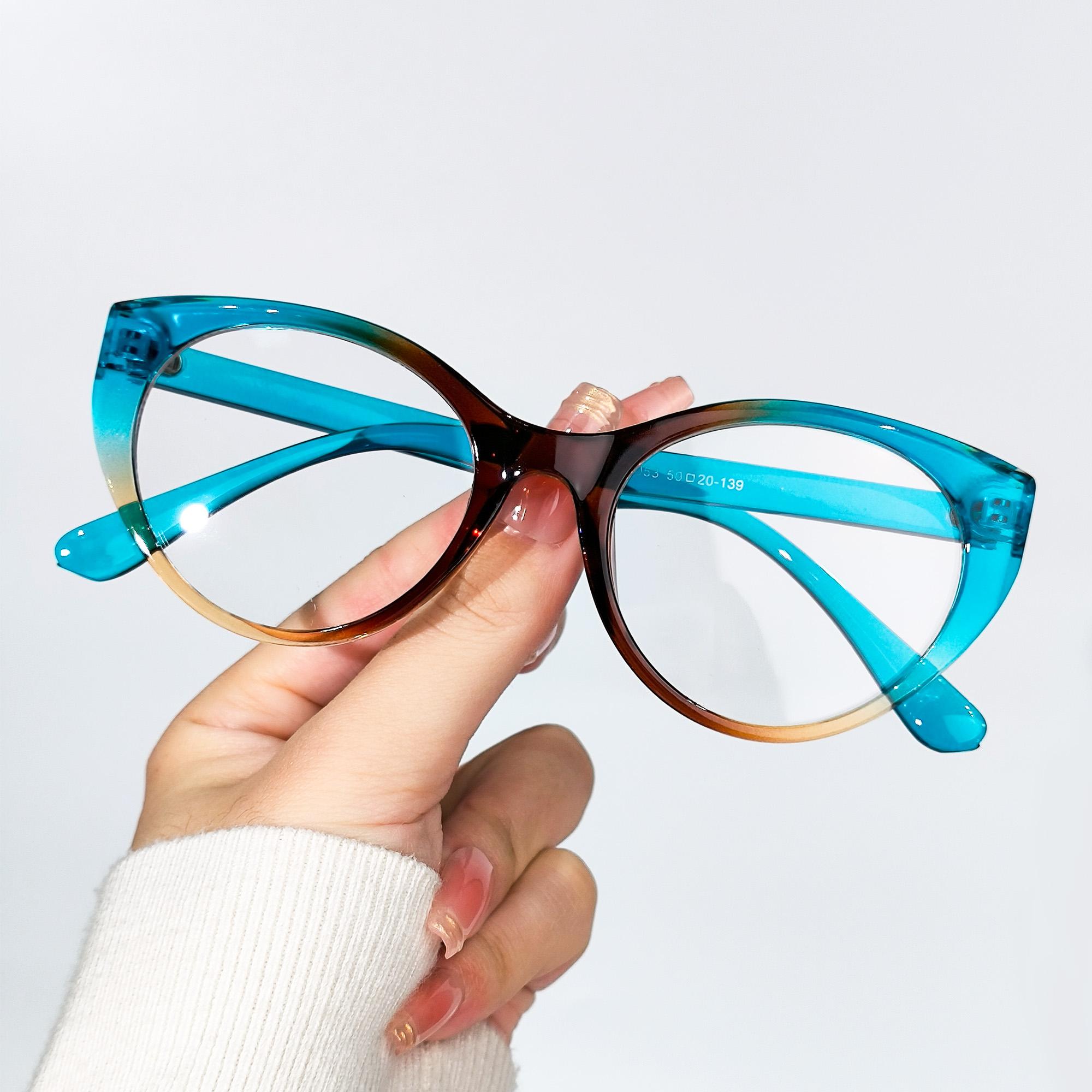 

Fashion Cat Eye Reading Glasses Blue Light Blocking With Comfortable Field Of View Stylish Computer Reading Glasses LH0307-bluebrown-3.5