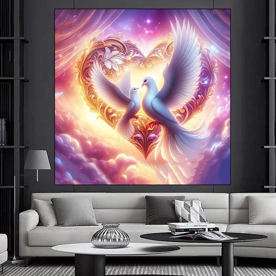 5ddiy Animal Diamond Painting 2024 Love Bird Landscape Painting Mosaic Flower And Bird Decoration New Product Room Decoration