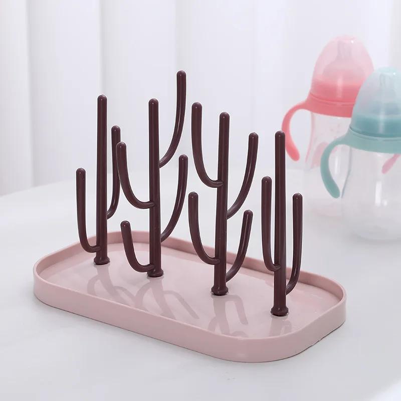 Baby Cactus Milk Bottle Drying Rack Multifunctional Infant Milk Bottle Water Cup Drain Rack Removable Milk Bottle Rack
