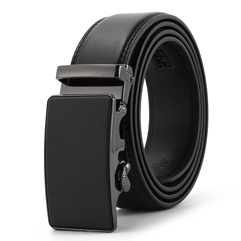 Frosted Automatic Buckle Edge Two-Layer Cowhide Belt, Business And Leisure Men'S Trendy Belt