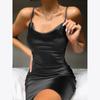 Summer Sleeveless Spaghetti Strap Black Silk Long Dress Sexy Backless Elegant Satin Bodycon Party Dress Woman Split Midi Dresses