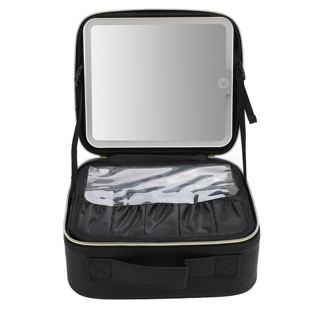 Portable LED Makeup Bag Multipurpose Stylish Large Capacity 3 Color Lights Dimmable Travel Makeup Bag with LED Mirror