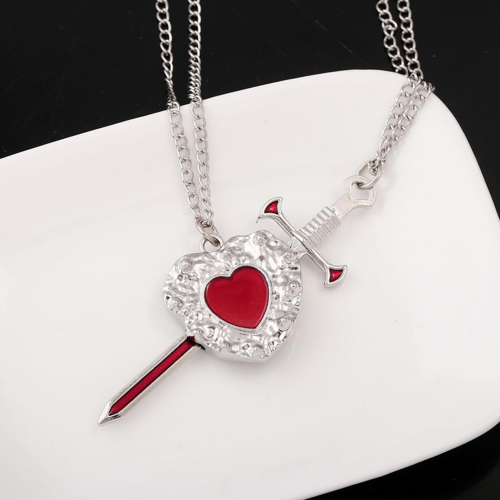 2026 New Sword Heart Couple Necklace Gothic Anti-fading Love Heart-shaped Pendant Women Year's Christmas Valentine's Day Gift