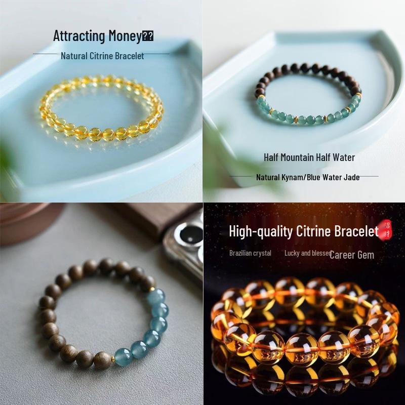 Jiangnan Style Aquamarine & Sandalwood Emotionally Stabilizing Women's Bracelet