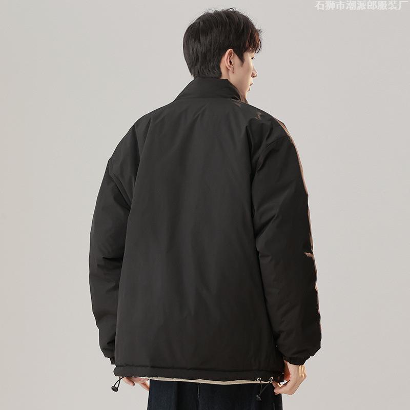 Stand-up Collar Double-sided Jacket Cotton Jacket Men's Spring and Autumn Tide Brand Hong Kong Style Ruffian Handsome Loose Cotton-padded 