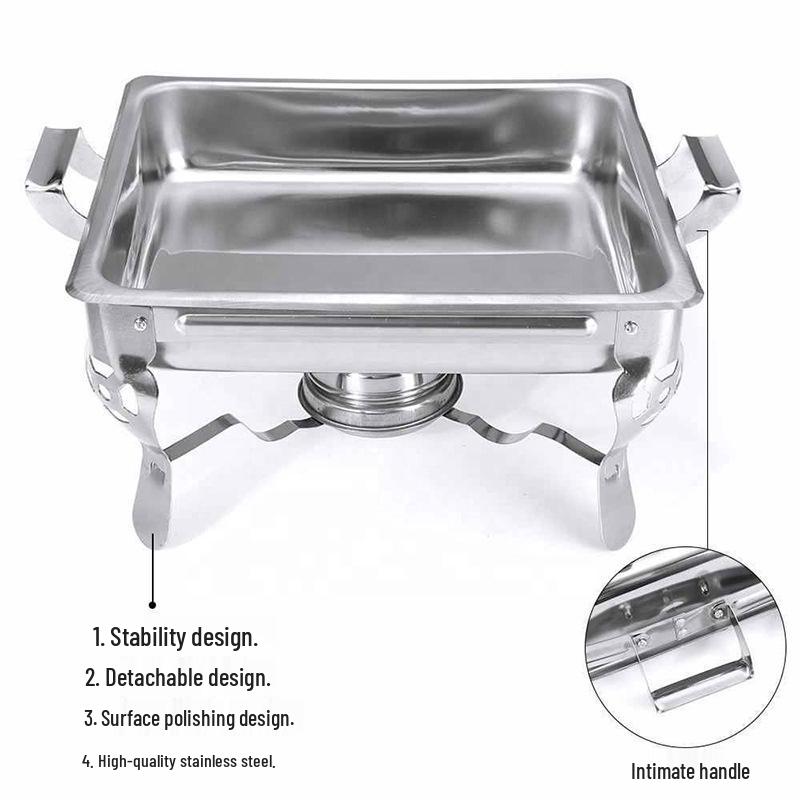 Stainless Steel Buffet Food Warmer Removable Pan Alcohol Stove