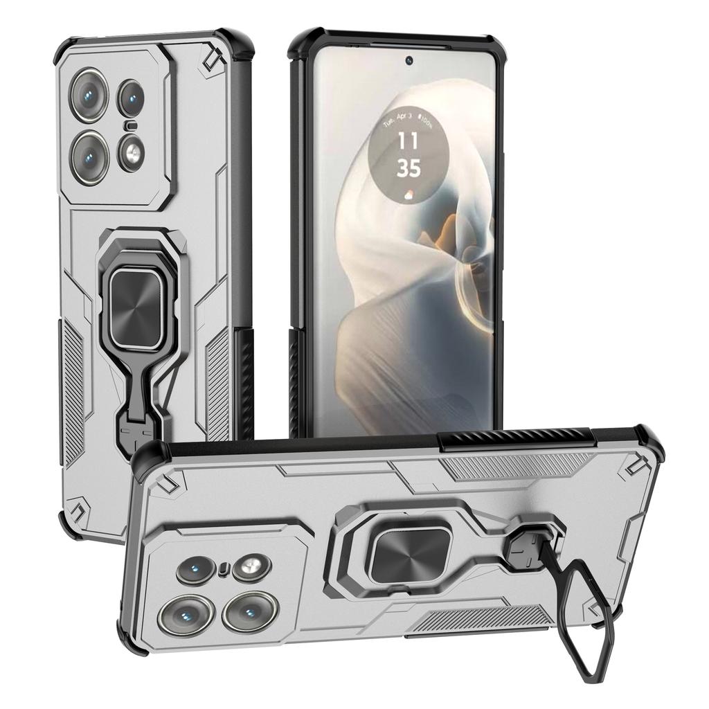 For Motorola Edge 50 Pro 5G Case Rotatable Ring Kickstand PC+TPU Shockproof Phone Cover