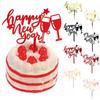 Happy New Year Acrylic Cake Plaque Silver Black Simple Shower Accessories Tools Dessert Baby Decor Cake Design Toppers Acry E0T0