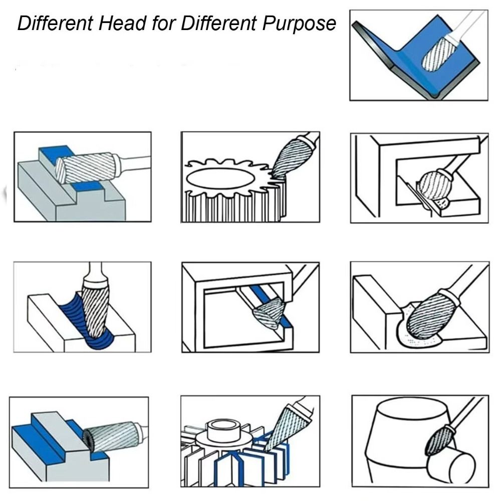 100mm Rotary File Milling Cutter Extra Long Carbide Burr Alloy Bits Tungsten Steel Grinding Head