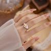 Natural colored treasure ring s925 silver brushed craft inlaid with olivine crystal stone light luxury niche gift for girlfriend