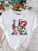 (Asian Size) Short Sleeve T-shirts  Print merry Christmas o-neck festival lovely Women's Top new year T Clothing Fashion holiday Graphic Tee