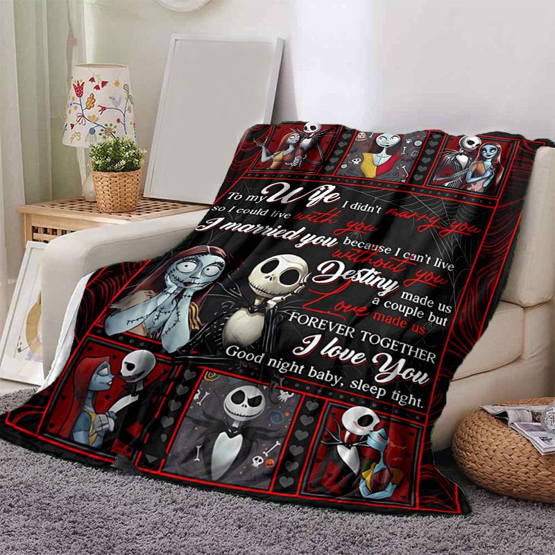1pc, Cozy Nightmare Before Christmas Home Decor Blanket: Perfect Gift for Your Wife, Ideal Flannel Throw for Bedroom, Living Room, Travel, Camping, Ca