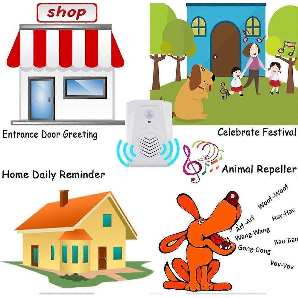 2pcs PIR Infrared Motion Sensor Activated Recordable Voice Audio Player Entrance Welcome Doorbell for Shop Store with USB Cable, Download MP3 Files Fr