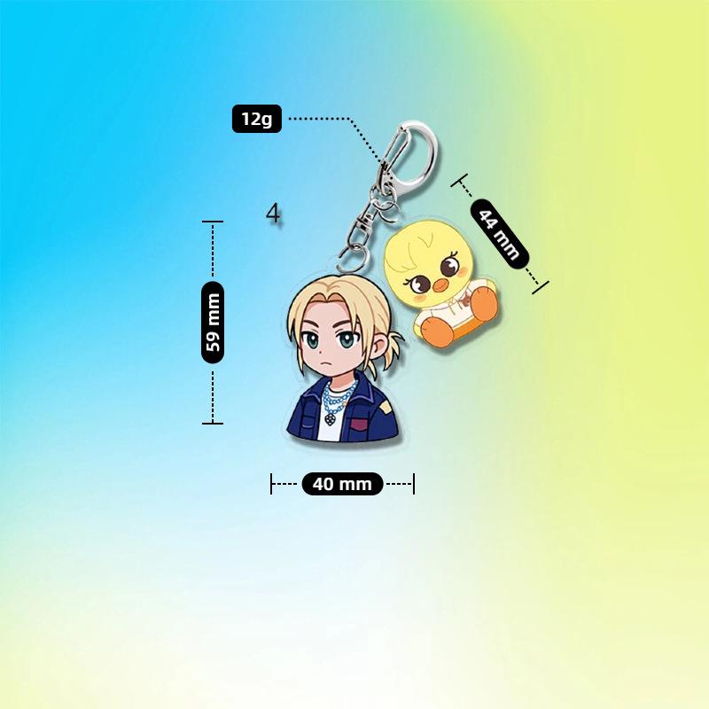 8pcs Stray Kids Double Charms Acrylic Keychain, Member Cartoon + SKZOO Animal Dual Pendant, Kpop STAY Fans Cute Bag Charm Key Ring Gift Merchandise