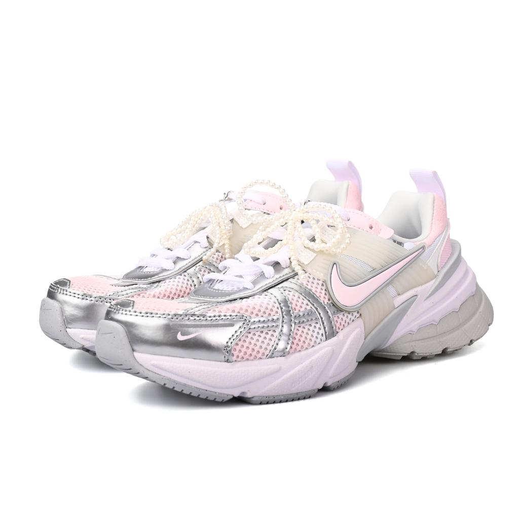 Nike V2K Run Abriebfest Atmungsaktiv Niedrig geschnitten Laufschuhe Damen Rosa Silber FD0736-104(Team6-)