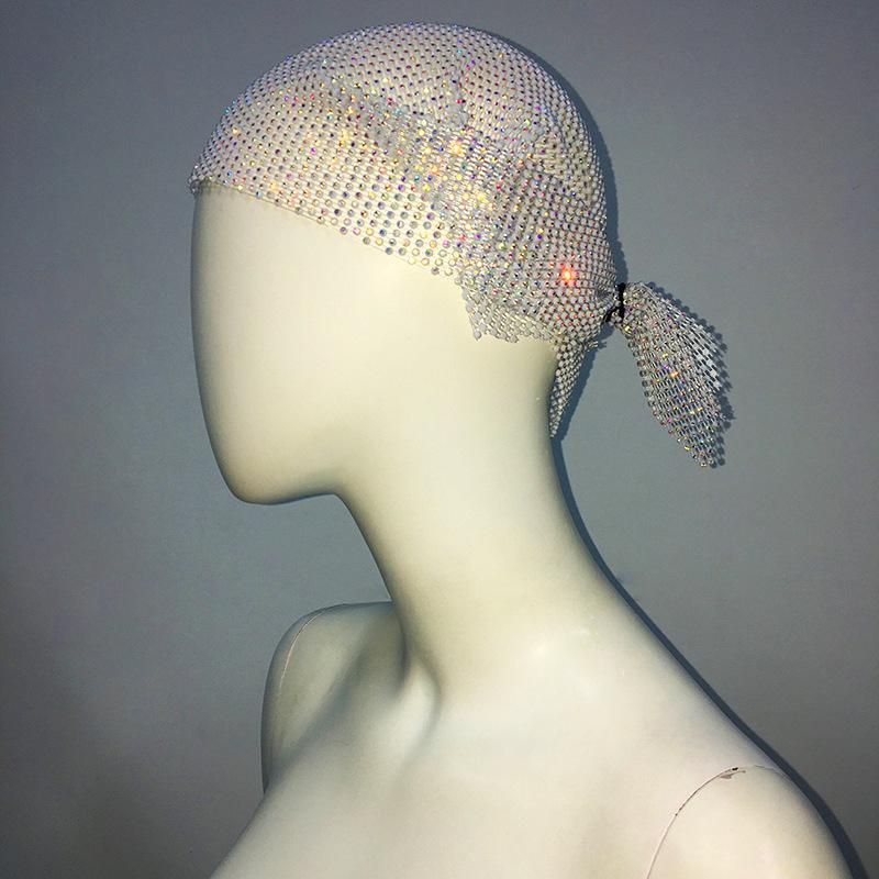 Fashionable punk rhinestone triangle scarf - street style headband