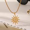 Spiral-Sonnenanhänger Halskette für Damen 18 Karat Goldfarbe Hypoallergene Edelstahl Ohrringe Tägliches Tragen Boho Geschenkideen Schmuck