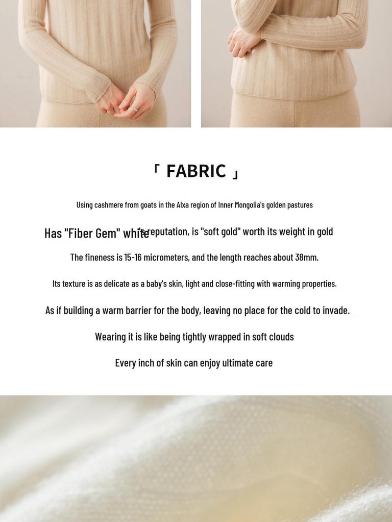 Gentle Temperament Women's Ribbed Cashmere Pullover - Versatile Autumn/Winter Sweater Top