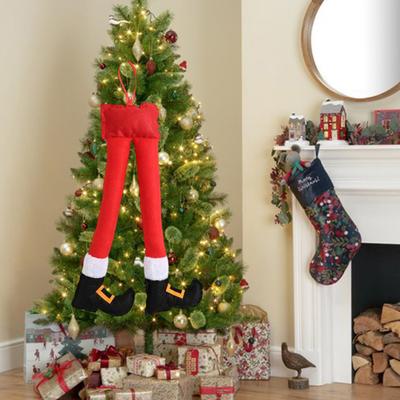 Decoración de Pierna de Elfo Navideño Maletero de Coche Elfo de Peluche Colgante de Pierna de Papá Noel Adorno Colgante para Árbol de Navidad para Ventana Lateral Trasera Decoración de Árbol