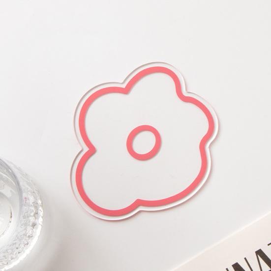 Acrylic Flower Coaster Heat-Resistant Scratch-resistant Cup Pads Non-Slip Cute Transparent Cup Mat for Kitchen Living Room Office