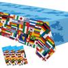 APOWBLS International World Flags Decorations Tablecloth - Disposable Olympic Party Decorations Supplies Table Cover, Travel Trip Around The World