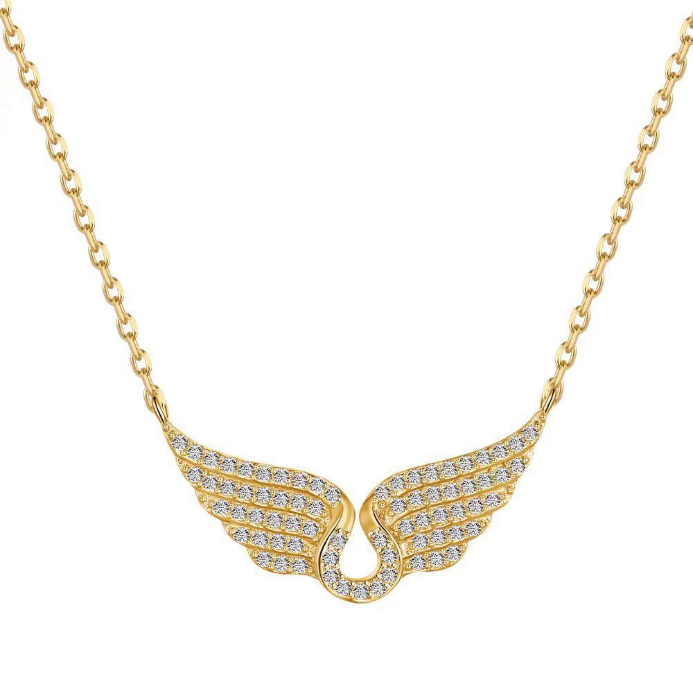 Angel Wing Rhinestone Inlaid Clavicle Necklace Fashion Charm Jewelry