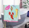 Beach Towel for Kids Velour Terry Blanket Throw for Swimming Bath Travel Camping and Picnic, Flamingo Lobster Octopus.