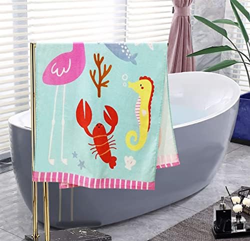 Beach Towel for Kids Velour Terry Blanket Throw for Swimming Bath Travel Camping and Picnic, Flamingo Lobster Octopus.