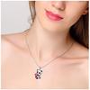 European & American Cute Panda Necklace: Pink Heart-Shaped Cubic Zirconia & Blue Crystal Design
