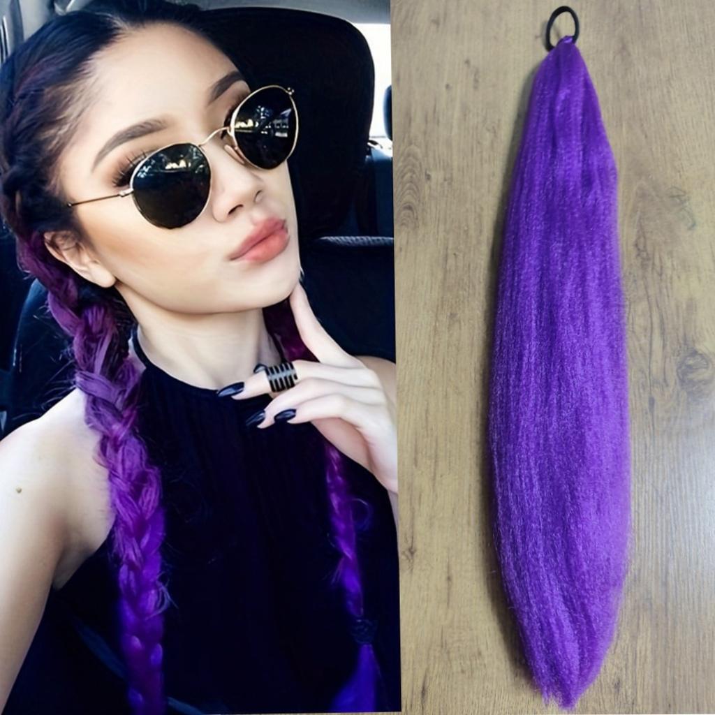 Extensii de Păr Coadă de Cal Sintetică Împletită de 66,04 cm | Rezistent la Căldură, Fibră de Înaltă Temperatură Dreaptă Yaki, Festival, Petrecere, Spectacol, Halloween, Cosplay