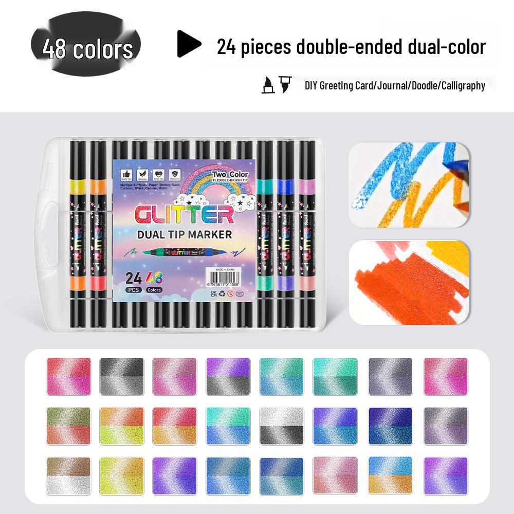 Dual-Color Double-Ended Acrylic Flash Marker Pen for Handwriting