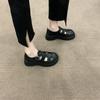 College Wind Small Leather Shoes Female Hollow Breathable Summer Thick -Soled French Niche Single Shoes Roman Sandals Ins Fairy Wind