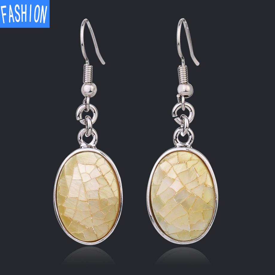 Náušnice s přírodní mušlí Oválné náušnice Náušnice Dámské pro volný čas Všestranné plážové šperky Mušlové náušnice