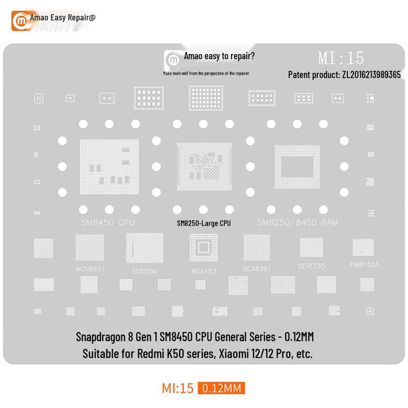 Amaohuyi Xiu Solder Paste Stencil for Black Shark 3, Redmi K30P, Xiaomi 10Pro SM8250 CPU