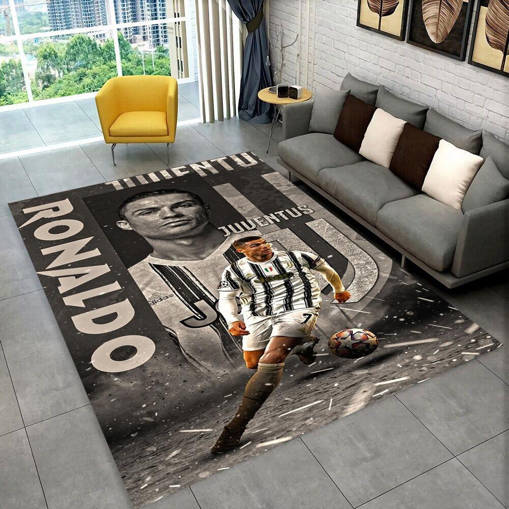 Tappeto CR7 Capra Ronaldo Stella del Calcio per Stanza dei Giochi Camera da Letto Soggiorno Divano Arredamento Casa, Tappeto per Area Bambini Tappetino Antiscivolo Regalo