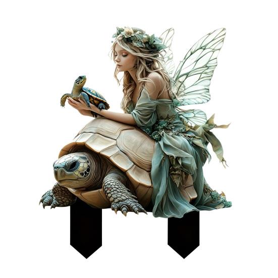 Fairy Turtle Garden Stake Art Stake Fantasy Fairy Tale Yard Turtle And Fairy