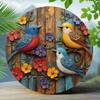 Vintage Metal Tin Sign 20x20 cm Round Wall Art Bird Flower Decoration for Living Room
