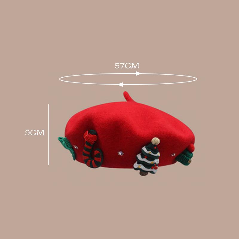 Christmas Beret Vintage Female Winter Warm Hat Student Cap Painter Hats For Women Raiment Xmas  Year Decoration