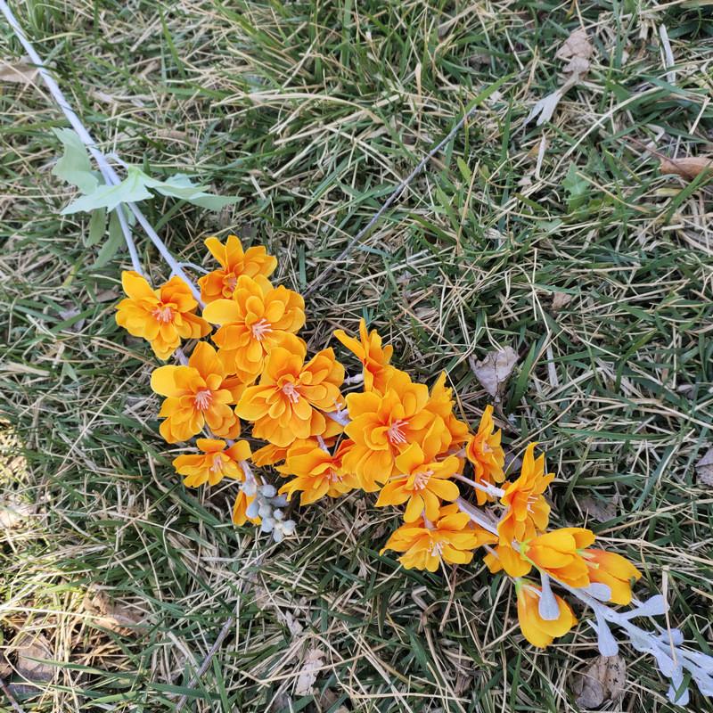 Artificial Larkspur Flocked Stems Double Fork Design Wedding Floral Decor Home Centerpiece Arrangements