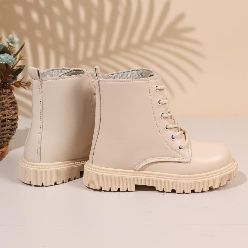 Kinder Kurzstiefel Unifarbe Vielseitig Mädchen Lederstiefel Runde Zehen Weiche Sohle Herbst Winter Kinder Chelsea Boots