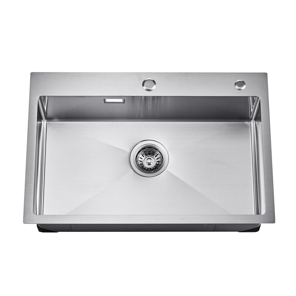 68cm Kitchen Sink Top Mount Single Bowl Drop-In Basin Stainless Steel Bar