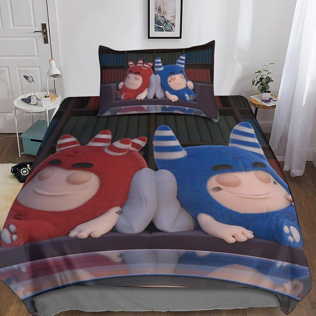 3D Printed High-quality Cartoon Down Duvet Cover for Children, Adults, Modern Ultra-fine Fiber Duvet Cover with Zipper and Pillo