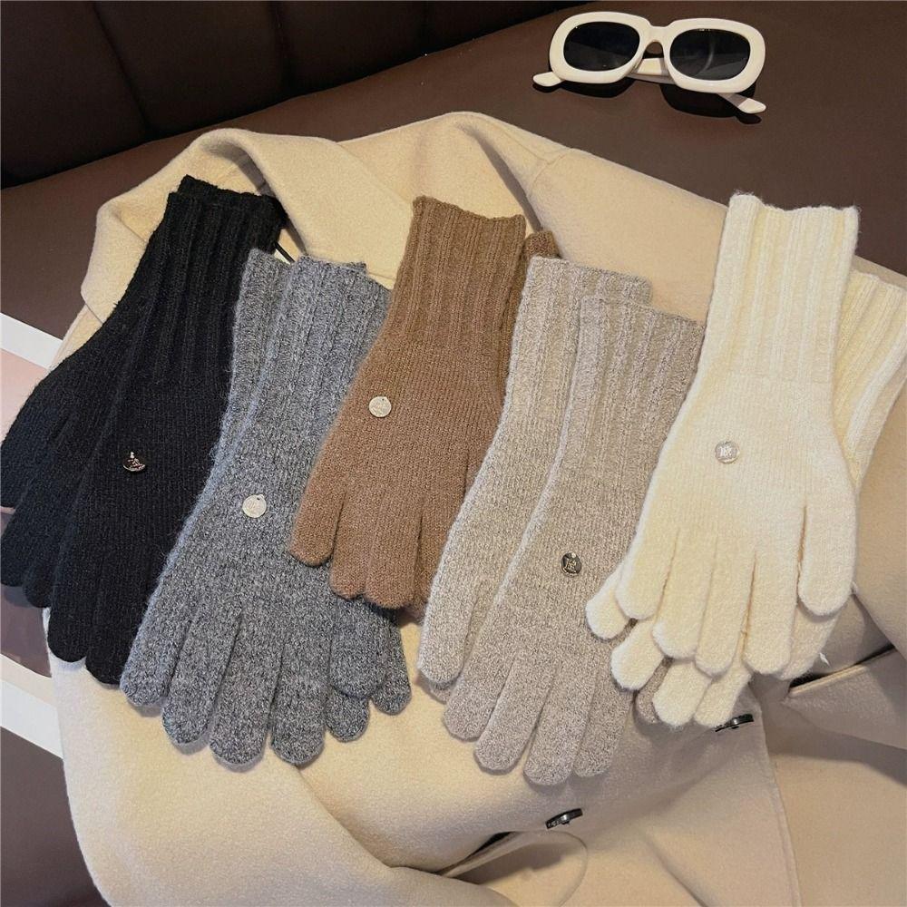 Riding Gloves Keep Warm Full Finger Mittens Wool Knitting Gloves  Autumn and Winter