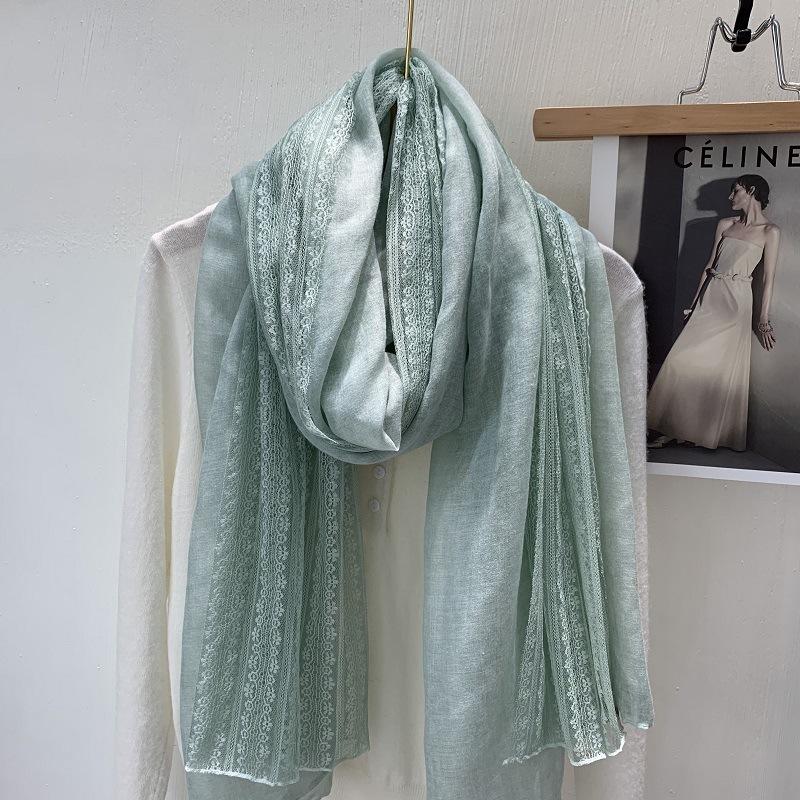 Vreovor Gentle Lace Linen Thin Scarf Fashionable Women'S Outer Shawl Early Spring And Summer Foreign Style Gift