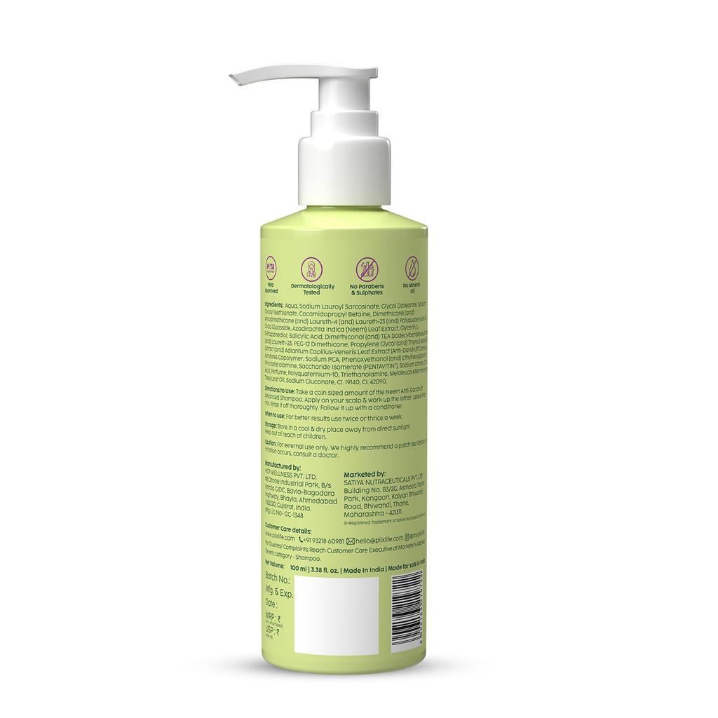 PLIX - THE PLANT FIX Champú Avanzado de Neem Anticaspa | Piractona Olamina y PentavitinÂ® | Reduce la Caspa | Calma el Cuero Cabelludo con Picazón | Hidrata
