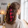 Plaid Ribbon Hair Ties Christmas Bow Ties, Elastic Scrunchies for Women and Festive Decorations Girls, Red or Green Checkered Ponytail Holder Holiday