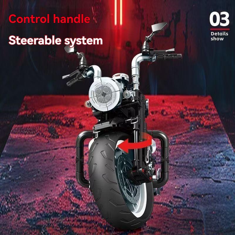 Technical Motorcycle Building Bricks Set for Adults - Detailed Engine & Wheels Motorbike Model - DIY Assembly Kit for Hobbyists