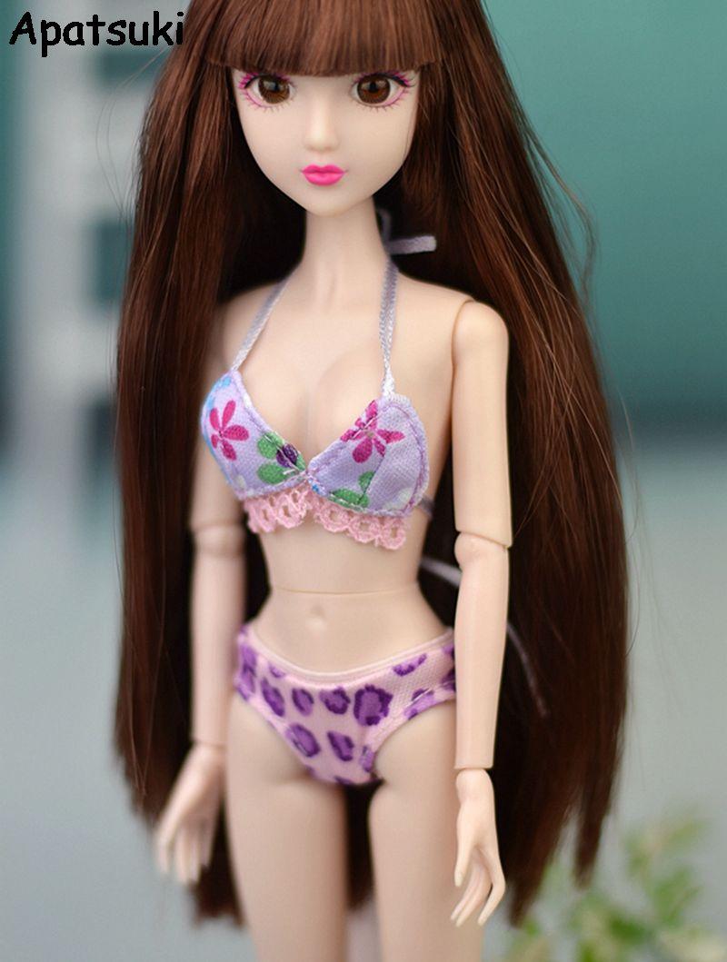 

Фиолетовый купальник ручной работы, пляжные бикини, купальные костюмы для кукол Барби, одежда для 1/6 BJD, аксессуары для кукол фиолетовый